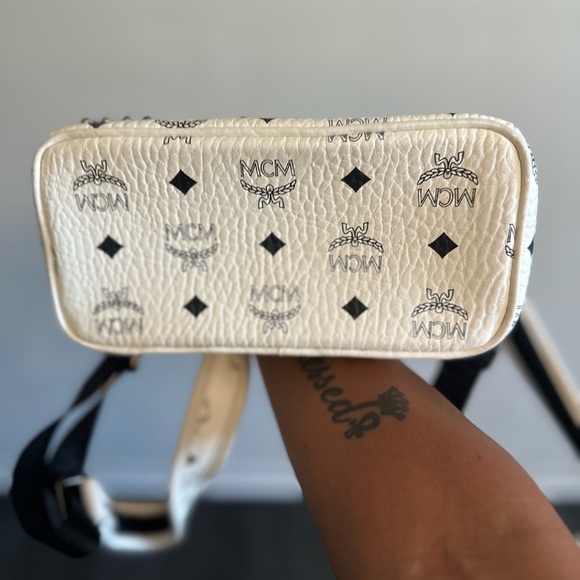 MCM White and Pink Studded Backpack - Picture 9 of 16